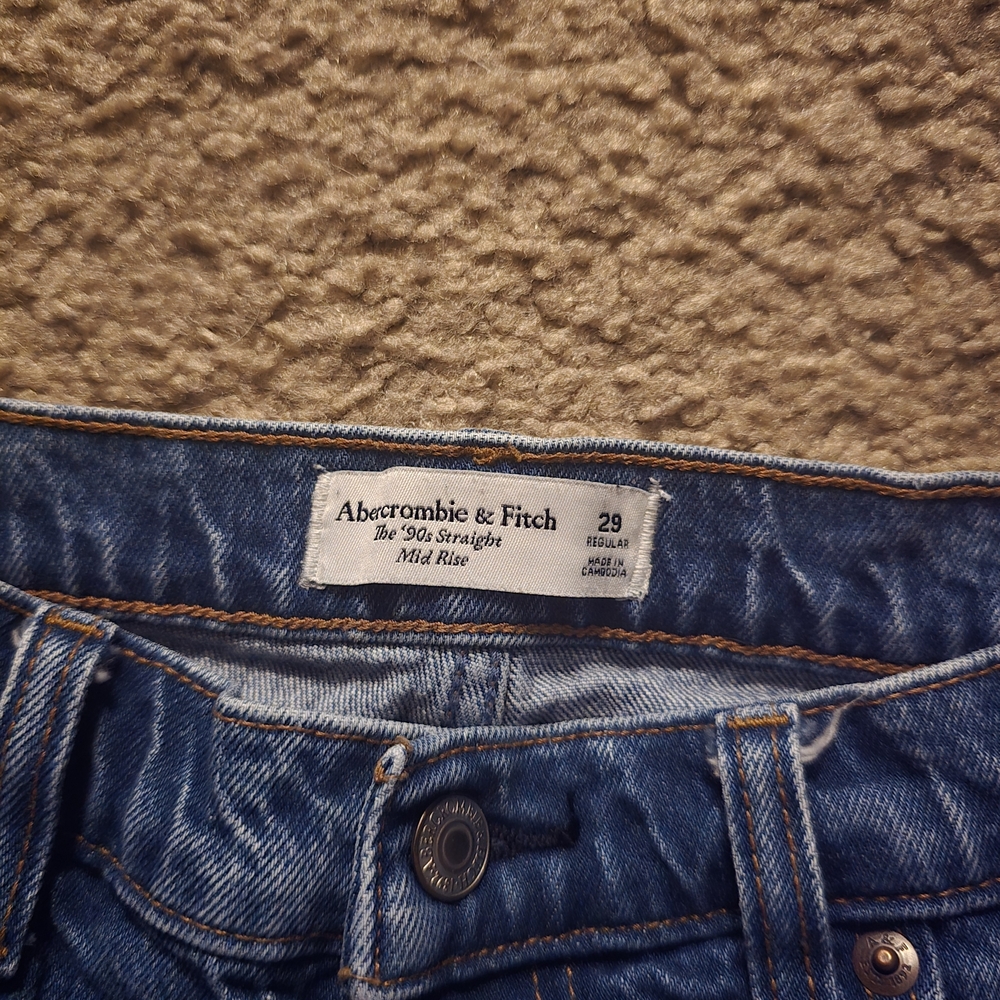 Abercrombie And Fitch 90's Straight Mid Rise Blue Denim Women's Jeans - Picture 2 of 2